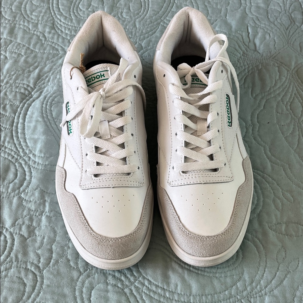 Reebok Classic White and Green Sneakers